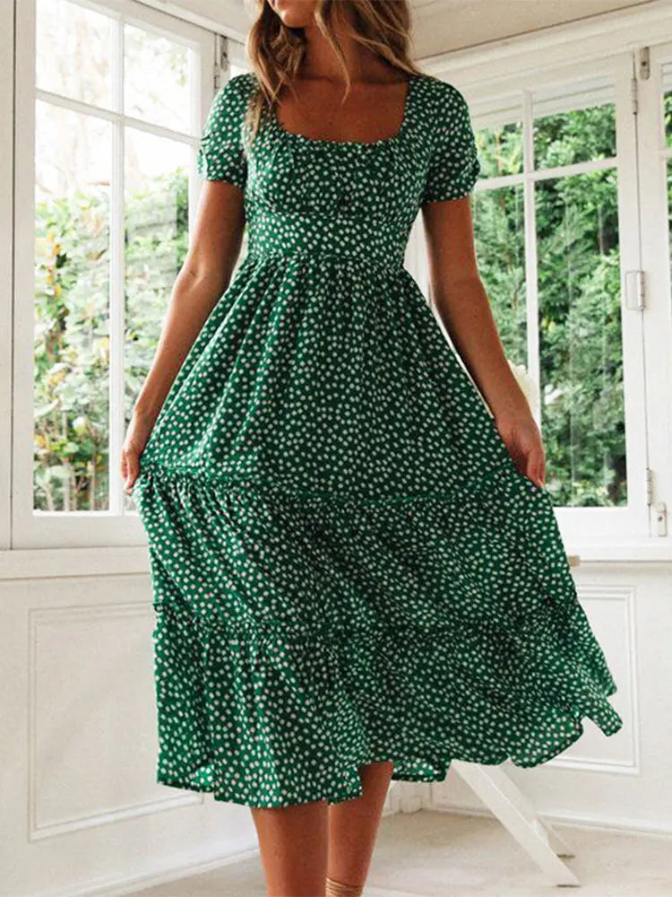 Boho Floral Midi Dress