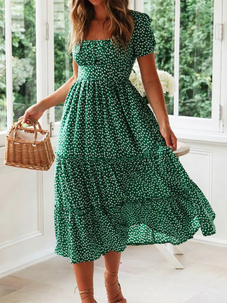 Boho Floral Midi Dress