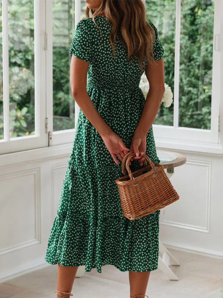 Boho Floral Midi Dress