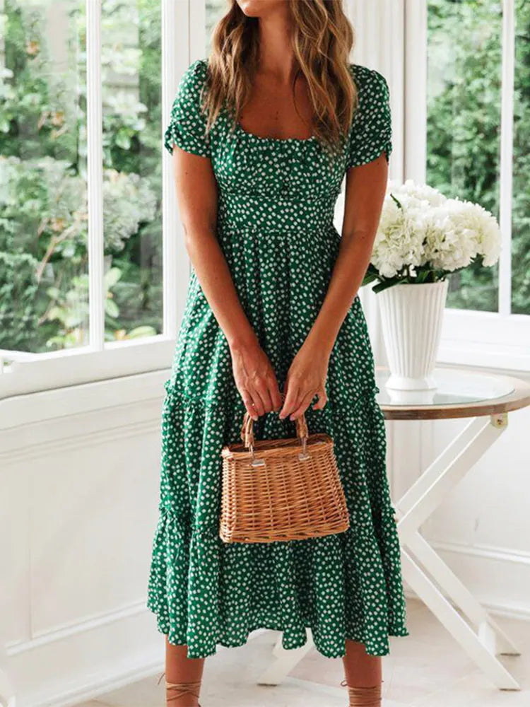 Geblümtes Boho-Midikleid