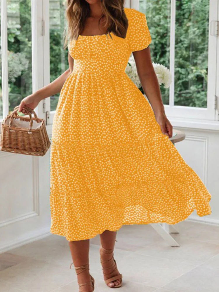 Geblümtes Boho-Midikleid
