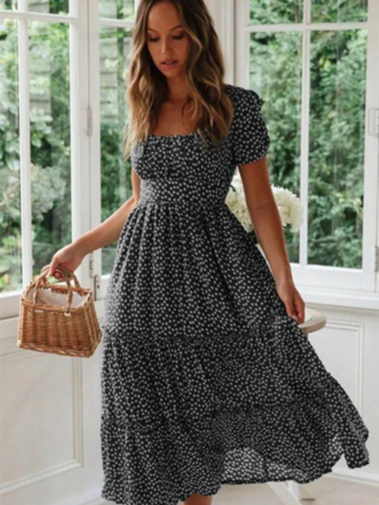 Boho Floral Midi Dress