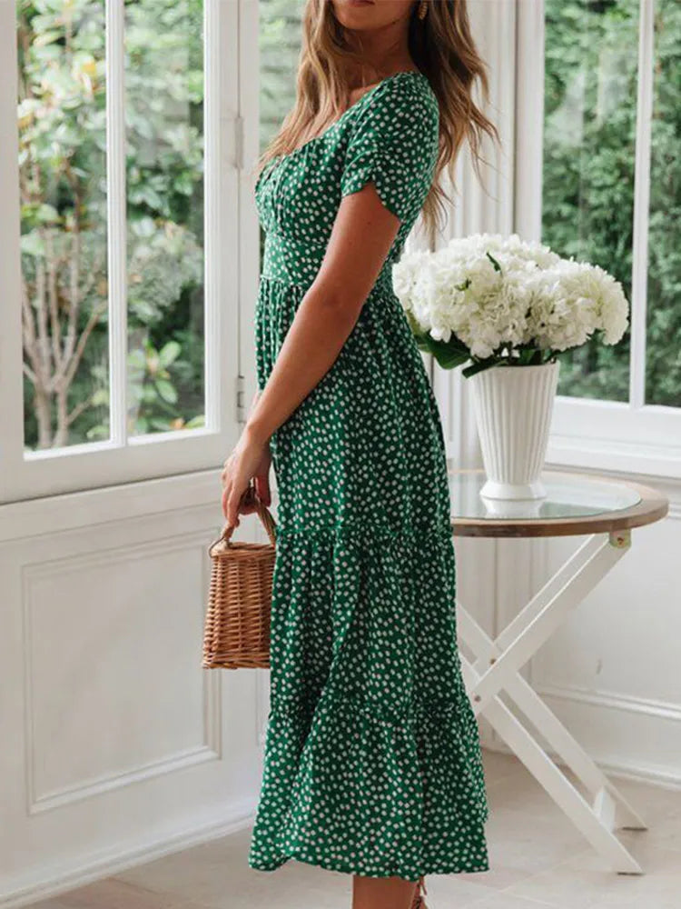 Boho Floral Midi Dress