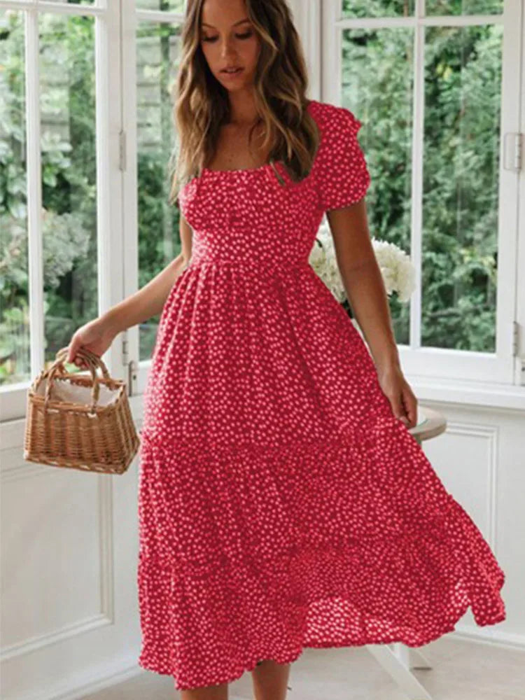 Boho Floral Midi Dress